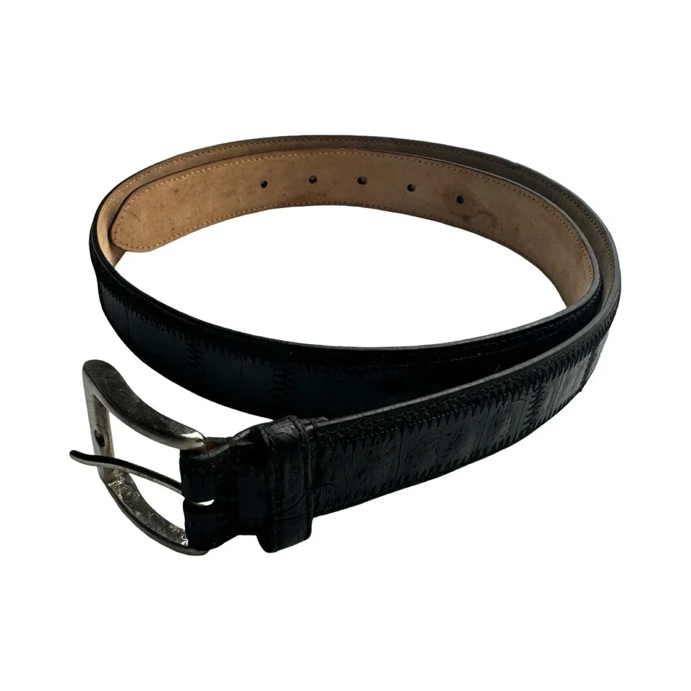 Bespoke Black Genuine Crocodile USA Made Mens Dress Belt Size 36 NWOT